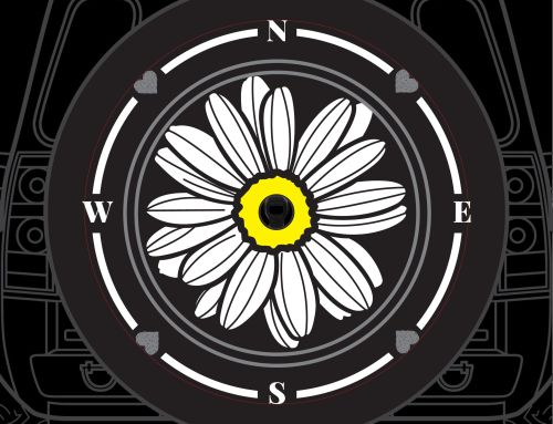Compass Daisy Flower Custom Tire Cover