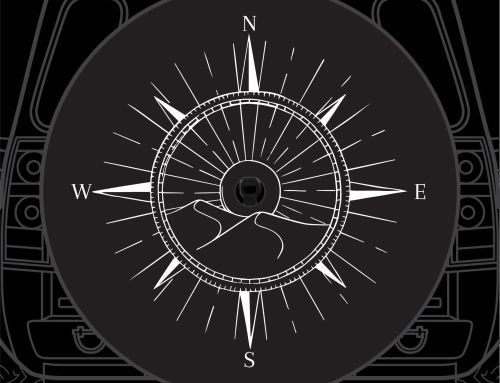 Stylized Compass Rose Graphic Custom Tire Cover