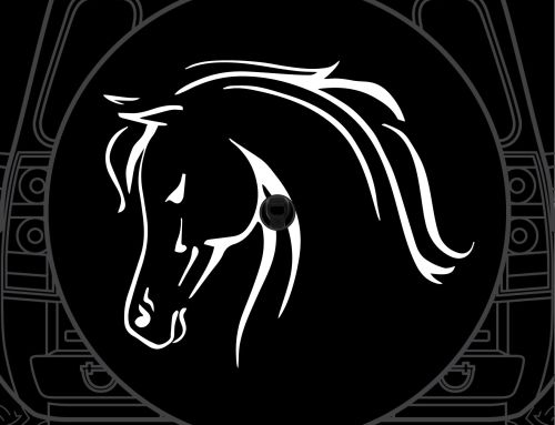 White Horse Line Art Custom Tire Cover