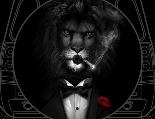 Lion In Tuxedo Custom Tire Cover