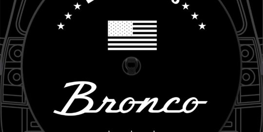 Bronco Est 1966 flag custom tire cover with American flag design.