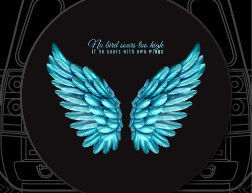 Blue Wings Badge Custom Tire Cover