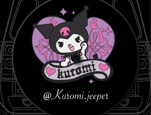 Kuromi Pink Skull Badge Custom Tire Cover