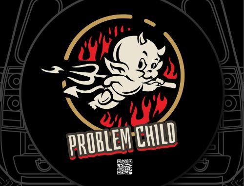 Problem Child Flames Skull Custom Tire Cover