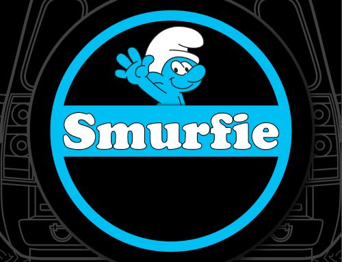 Smurfie Blue Badge Custom Tire Cover