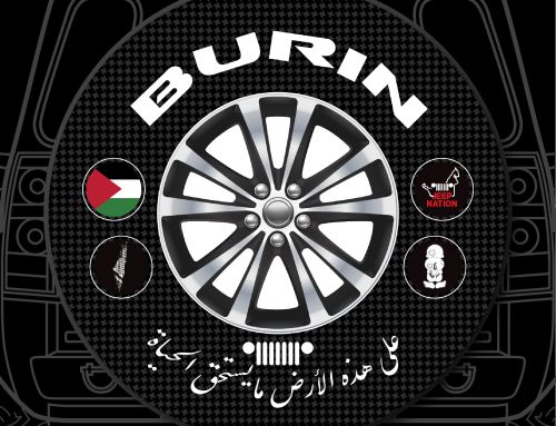 Burin Wheel Text Badge Custom Tire Cover