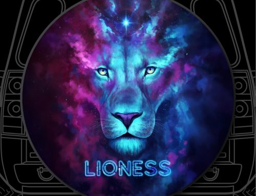 Lioness Blue Lion Art Custom Tire Cover
