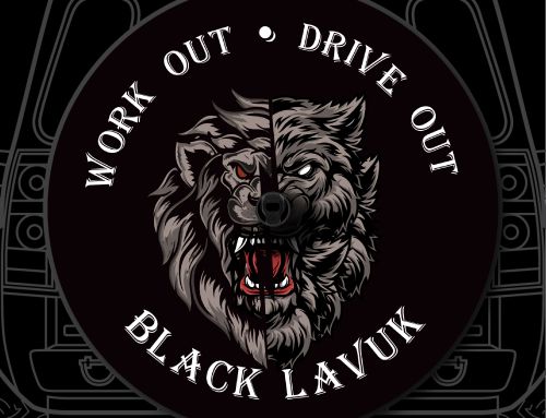 Black Lavuk Wolf Head Custom Tire Cover