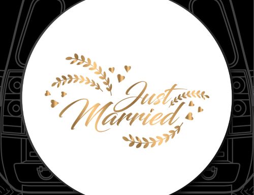 Just Married Gold Script Alt Custom Tire Cover